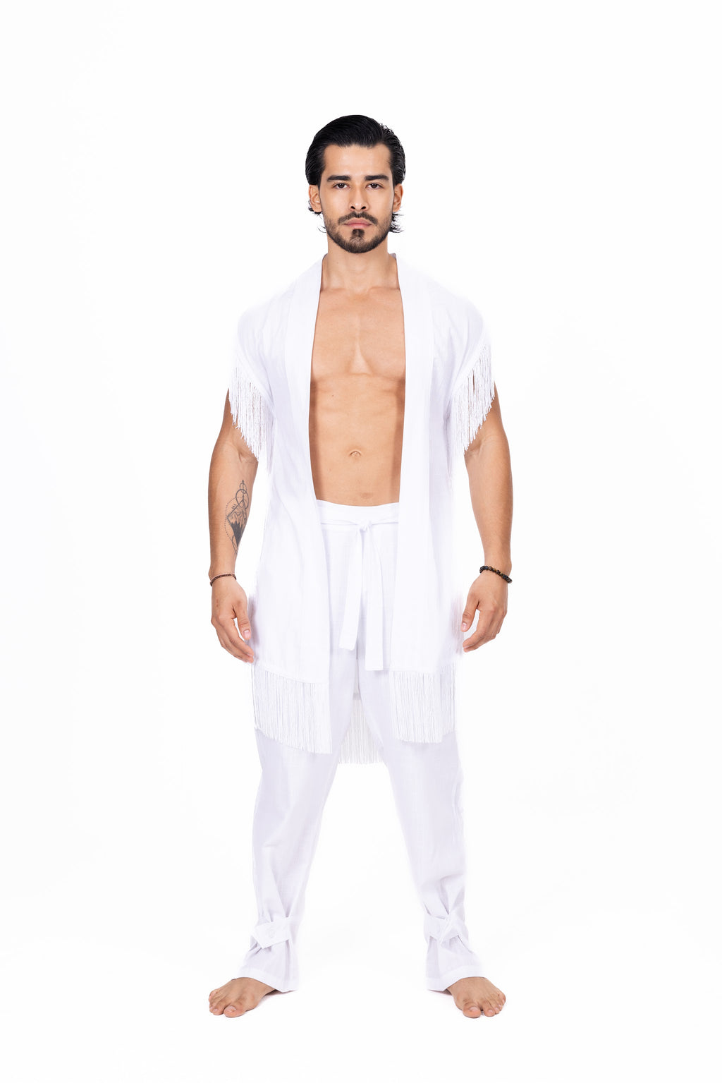 Kimono blanco con flecos Anaia, foto 1