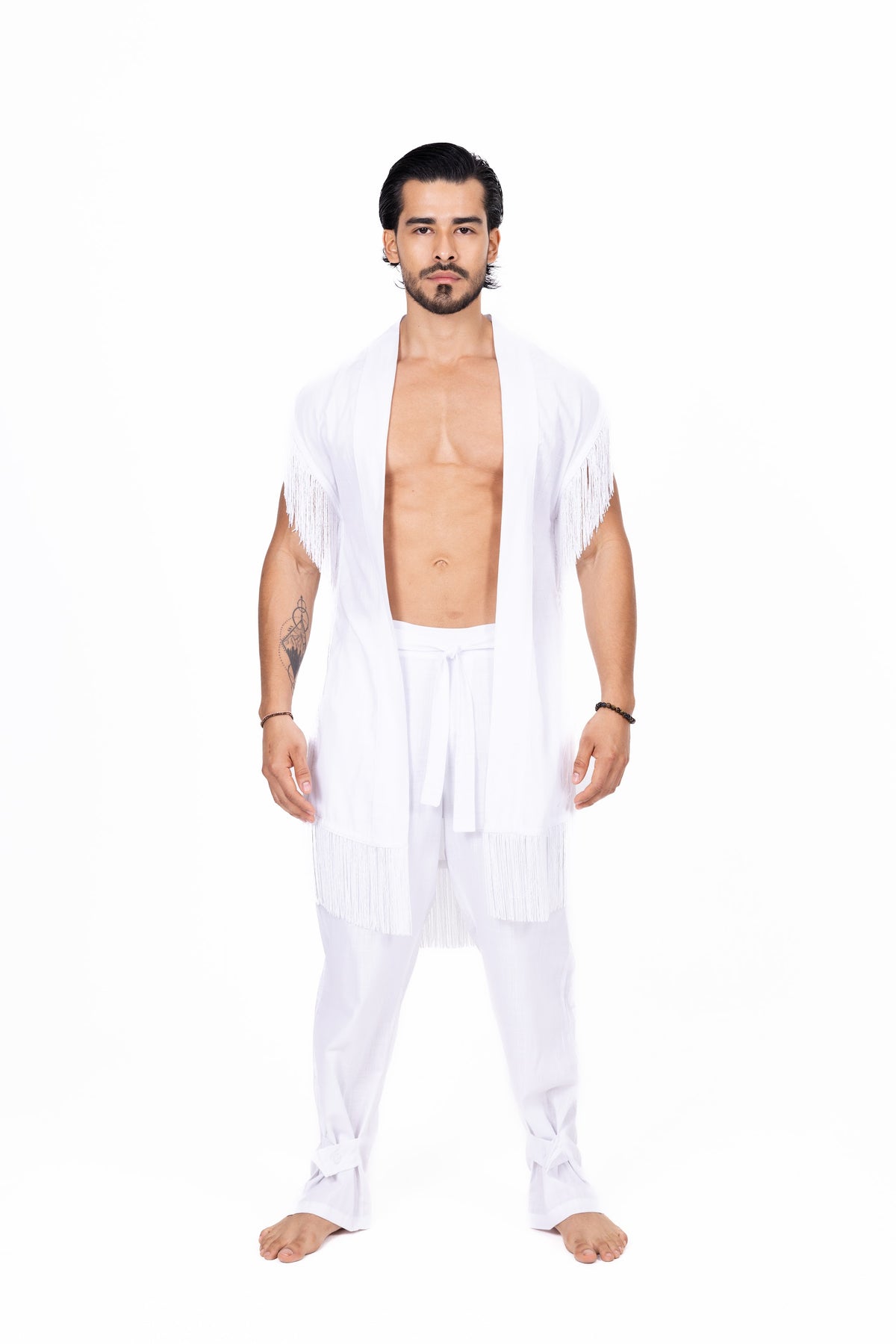 Kimono blanco con flecos Anaia, foto 1