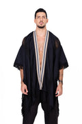 Kimono negro con flecos y ribete bordado Anaia, foto 1