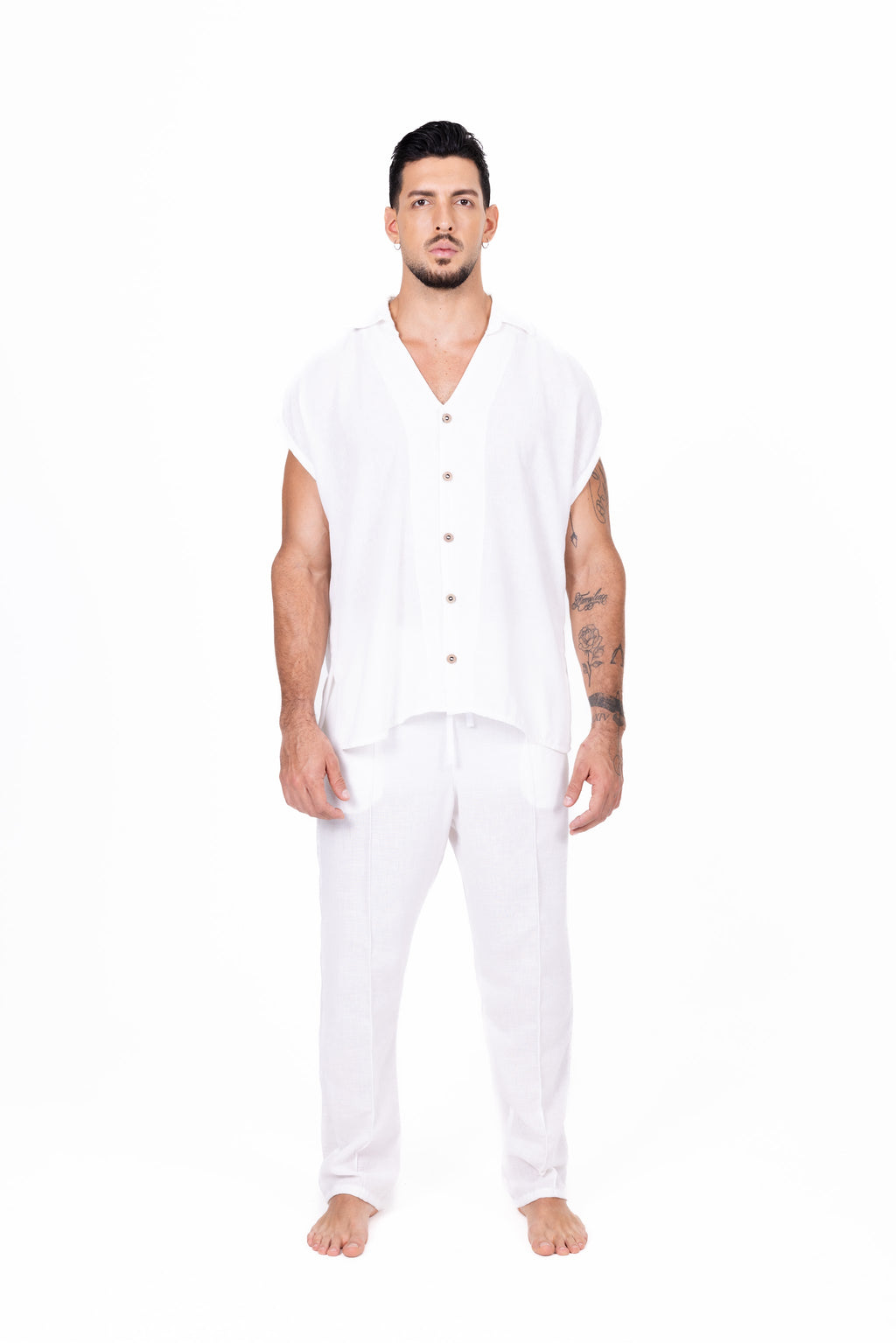 Camisa sin mangas blanca cuello solapa Anaia, foto 1