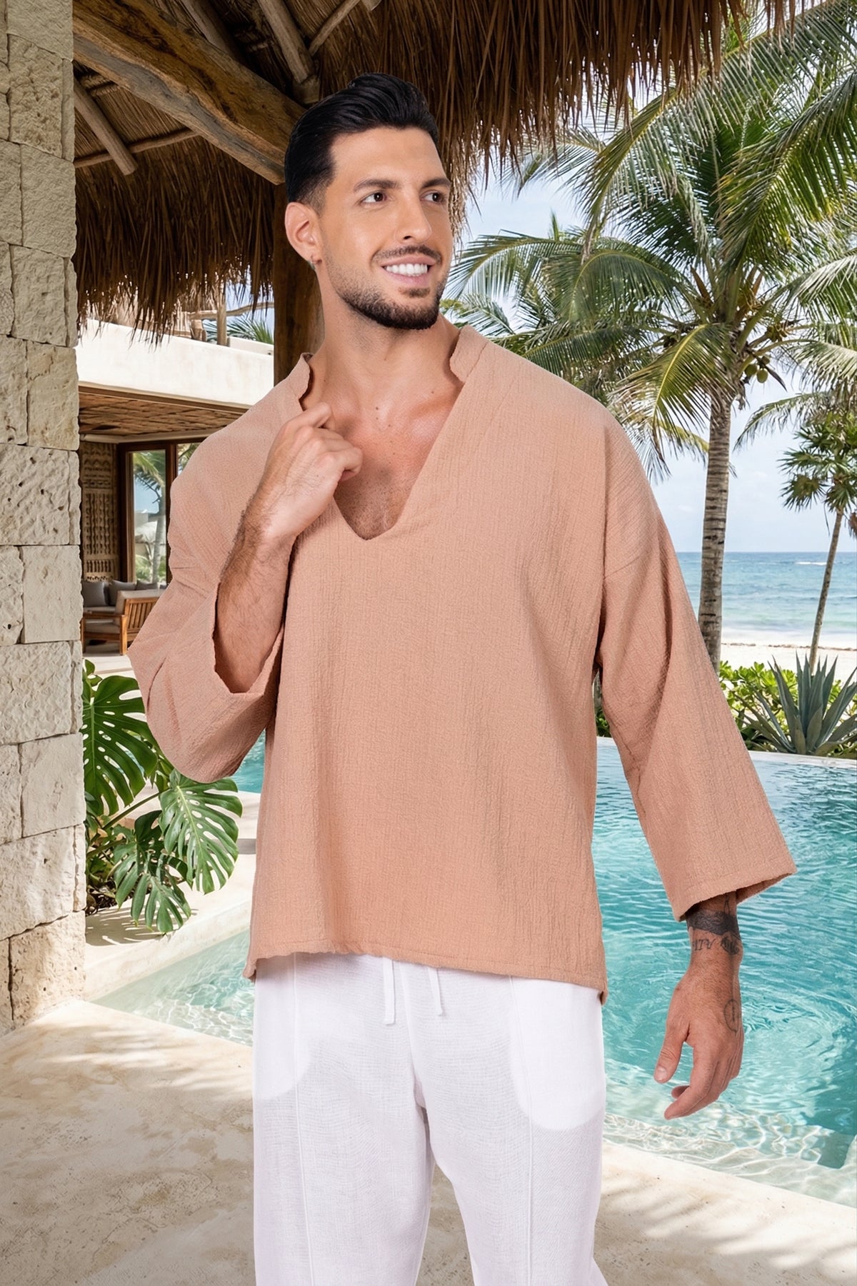Camisa durazno cuello V manga 3/4 Anaia, foto 6