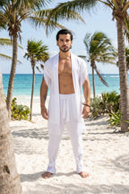 Kimono blanco con flecos Anaia, foto 4