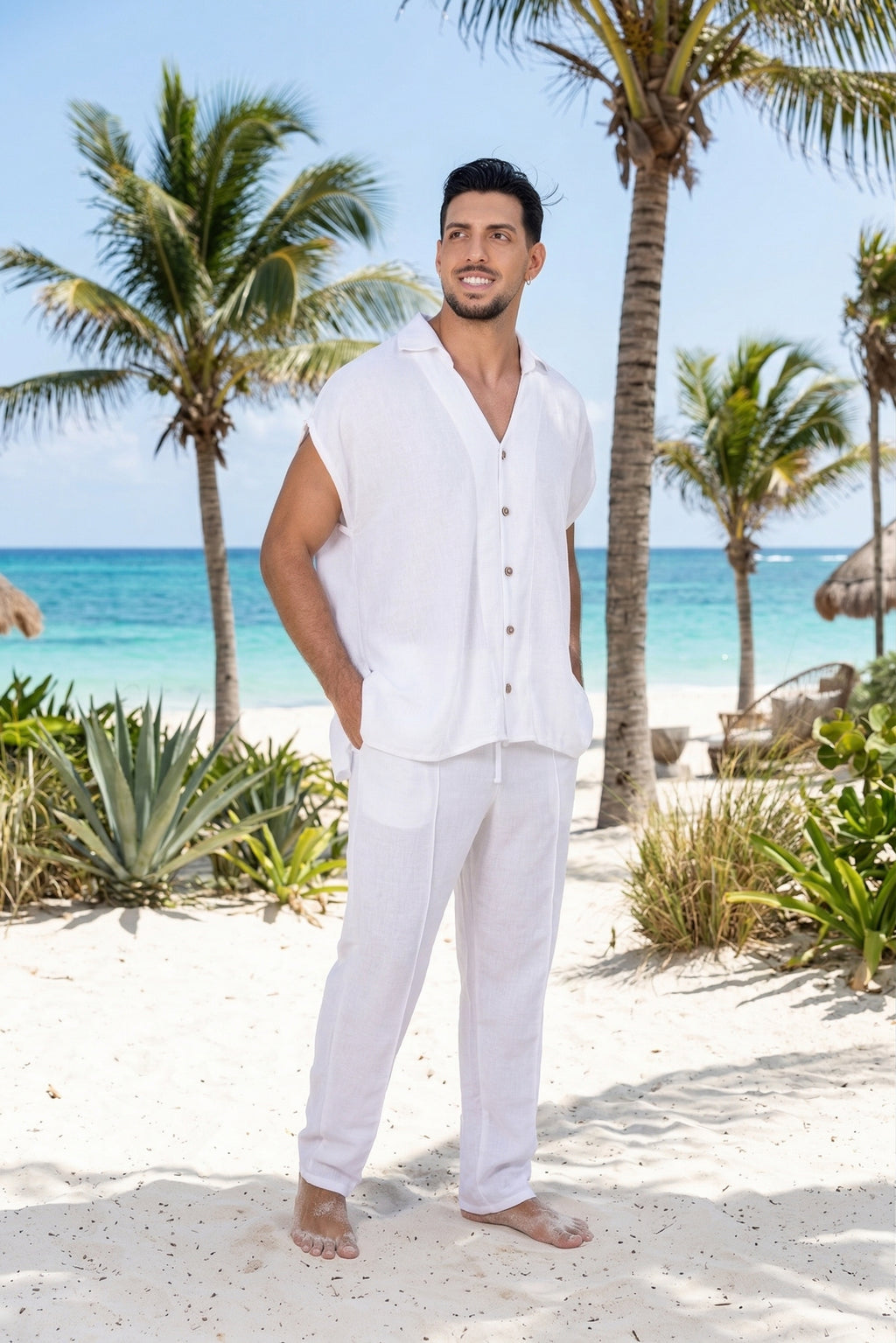 Camisa sin mangas blanca cuello solapa Anaia, foto 6