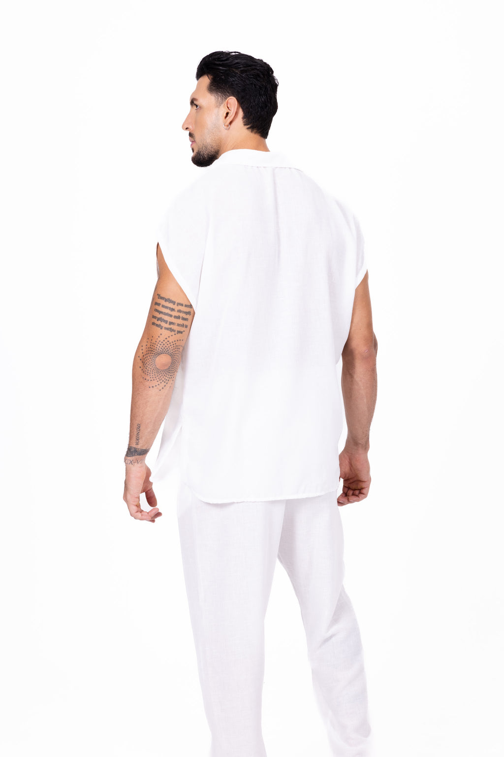 Camisa sin mangas blanca cuello solapa Anaia, foto 4
