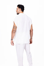 Camisa sin mangas blanca cuello solapa Anaia, foto 4