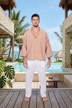 Camisa durazno cuello V manga 3/4 Anaia, foto 4