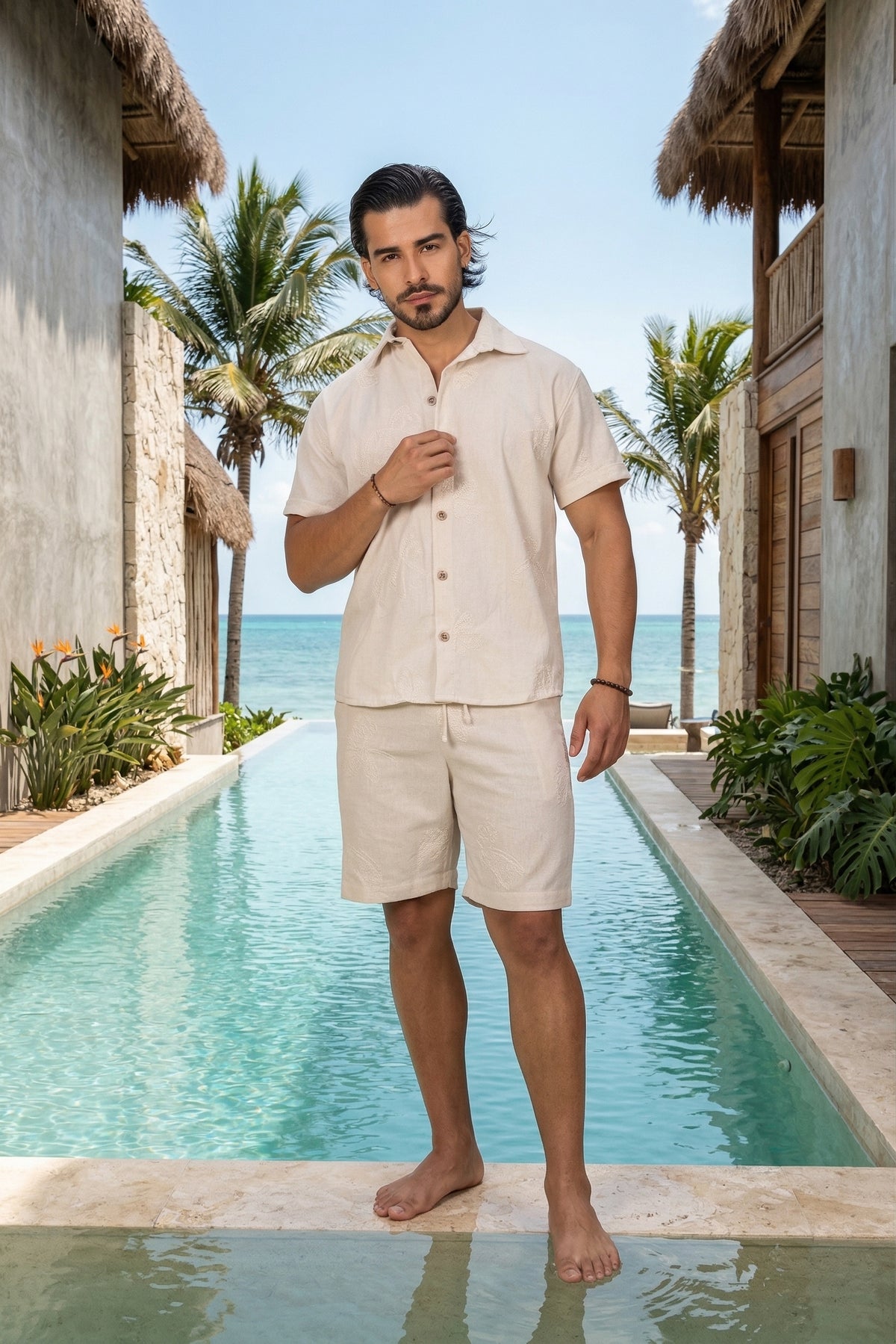Camisa manga corta crema Anaia, foto 4