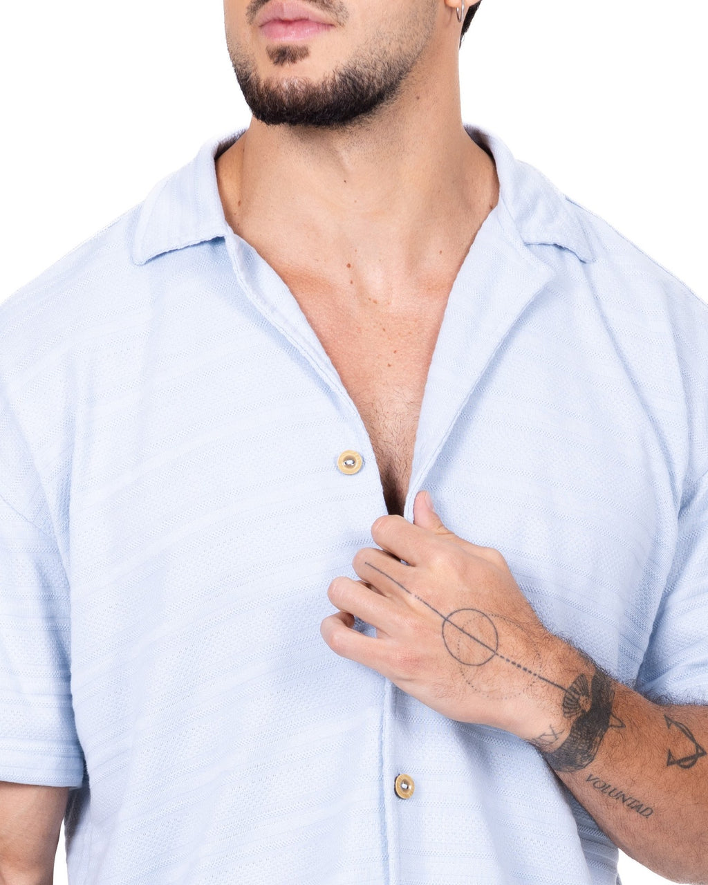 Detalle Camisa manga corta azul claro Anaia