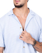 Detalle Camisa manga corta azul claro Anaia